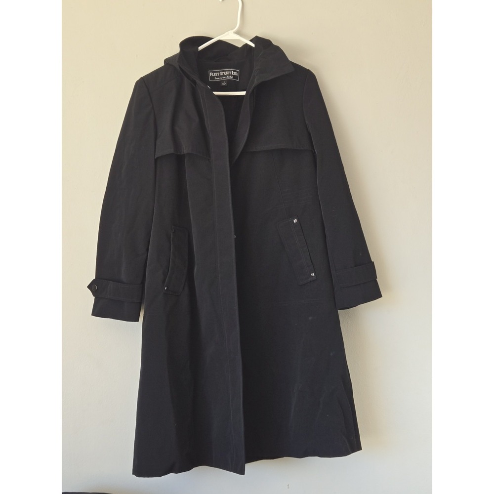 Fleet Street Ltd Black Rain Resistant Trench Coat Jacket Polyester Women's Med